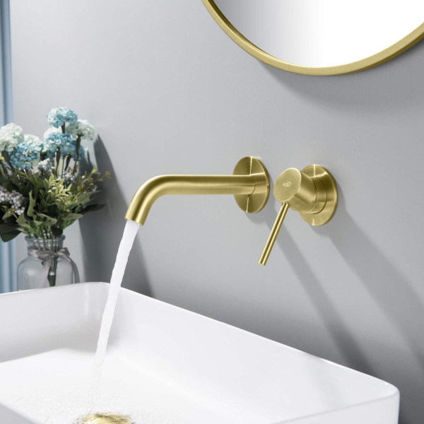 KIBI KBF1023BG Circular Single Handle Wall Mounted Bathroom Sink Faucet