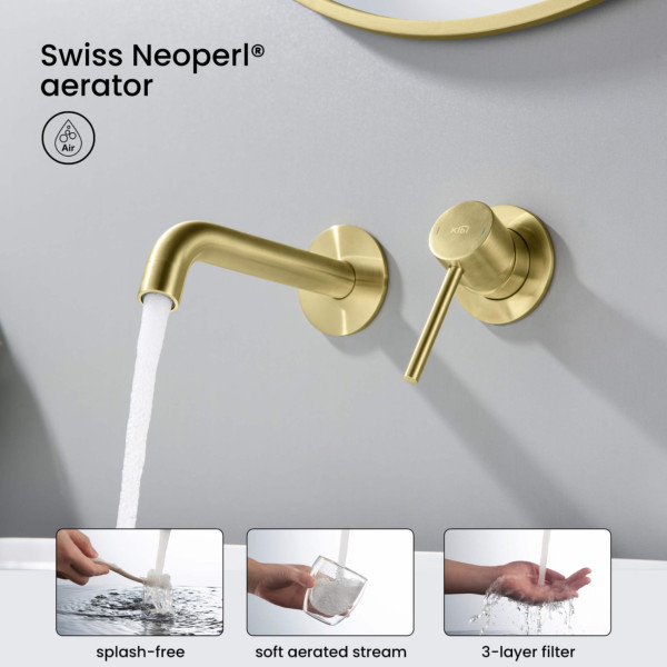 KIBI KBF1023BG Circular Single Handle Wall Mounted Bathroom Sink Faucet