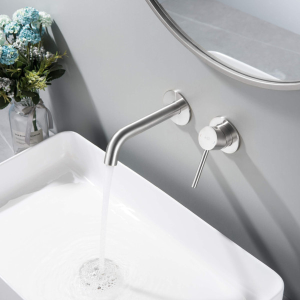 KIBI KBF1023BN Circular Single Handle Wall Mounted Bathroom Sink Faucet