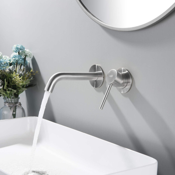 KIBI KBF1023BN Circular Single Handle Wall Mounted Bathroom Sink Faucet