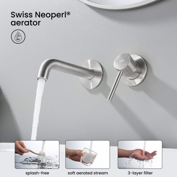 KIBI KBF1023BN Circular Single Handle Wall Mounted Bathroom Sink Faucet