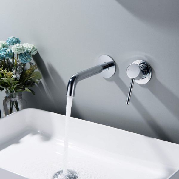 KIBI KBF1023CH Circular Single Handle Wall Mounted Bathroom Sink Faucet