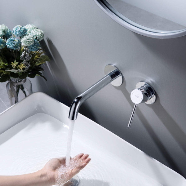 KIBI KBF1023CH Circular Single Handle Wall Mounted Bathroom Sink Faucet