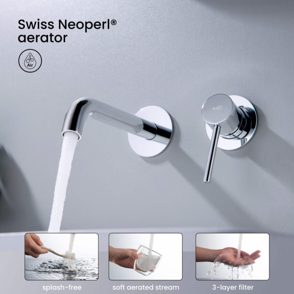 KIBI KBF1023CH Circular Single Handle Wall Mounted Bathroom Sink Faucet