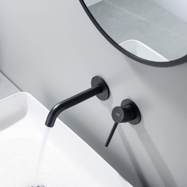 KIBI KBF1023MB Circular Single Handle Wall Mounted Bathroom Sink Faucet