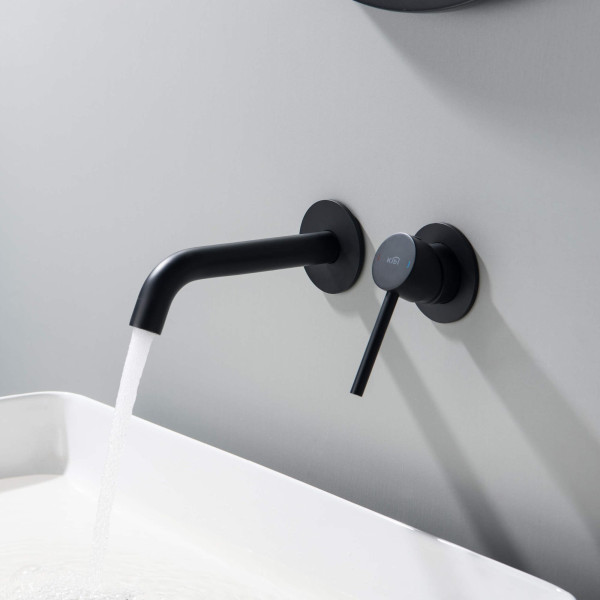 KIBI KBF1023MB Circular Single Handle Wall Mounted Bathroom Sink Faucet