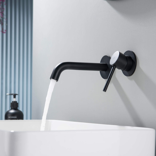 KIBI KBF1023MB Circular Single Handle Wall Mounted Bathroom Sink Faucet