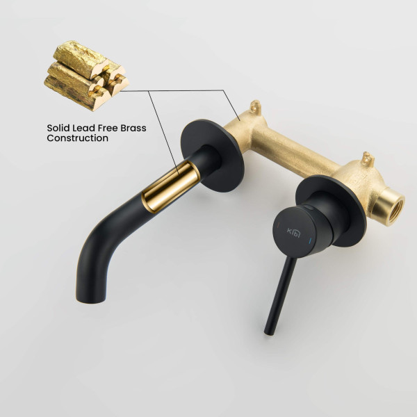 KIBI KBF1023MB Circular Single Handle Wall Mounted Bathroom Sink Faucet