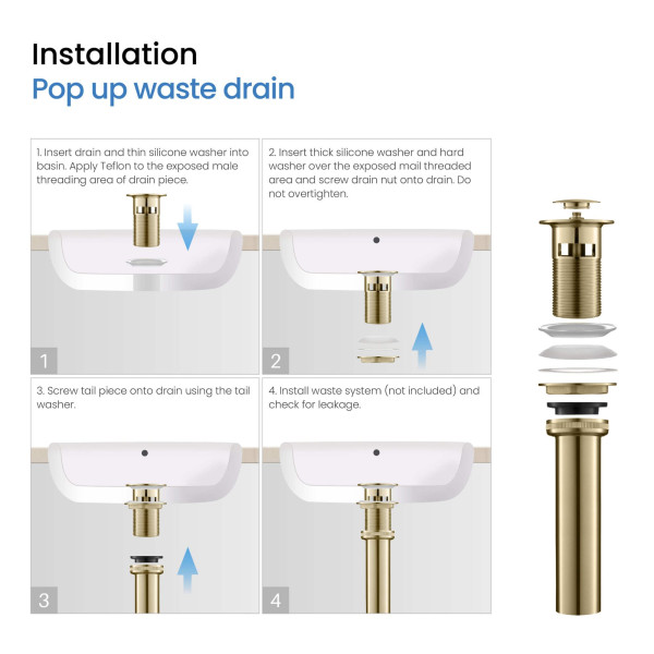 KIBI KBF1024BG Cube 8" Bathroom Sink Widespread Faucet with Drain Assembly