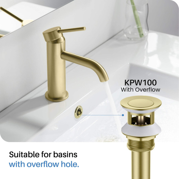 KIBI KBF1024BG Cube 8" Bathroom Sink Widespread Faucet with Drain Assembly