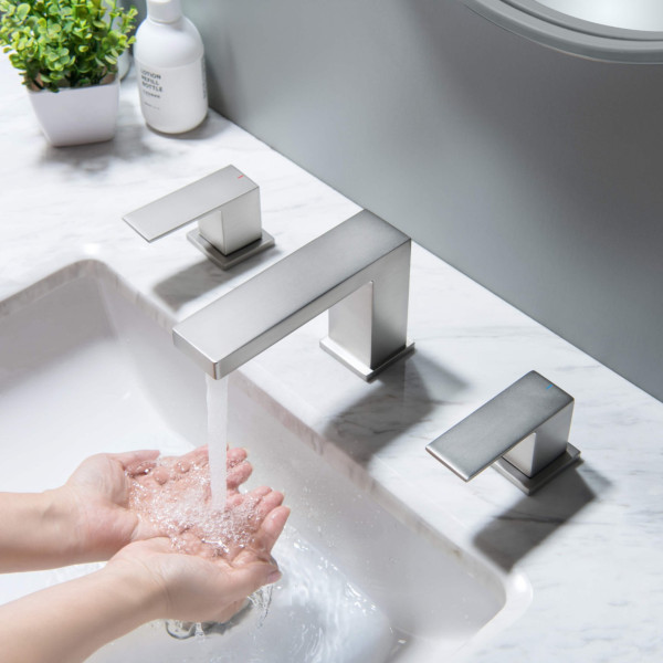 KIBI KBF1024BN Cube 8" Bathroom Sink Widespread Faucet with Drain Assembly