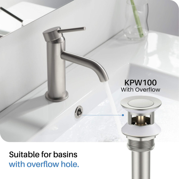 KIBI KBF1024BN Cube 8" Bathroom Sink Widespread Faucet with Drain Assembly
