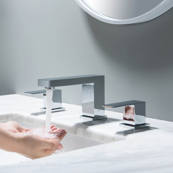 KIBI KBF1024CH Cube 8" Bathroom Sink Widespread Faucet with Drain Assembly