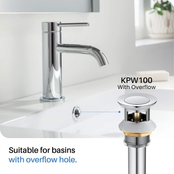 KIBI KBF1024CH Cube 8" Bathroom Sink Widespread Faucet with Drain Assembly