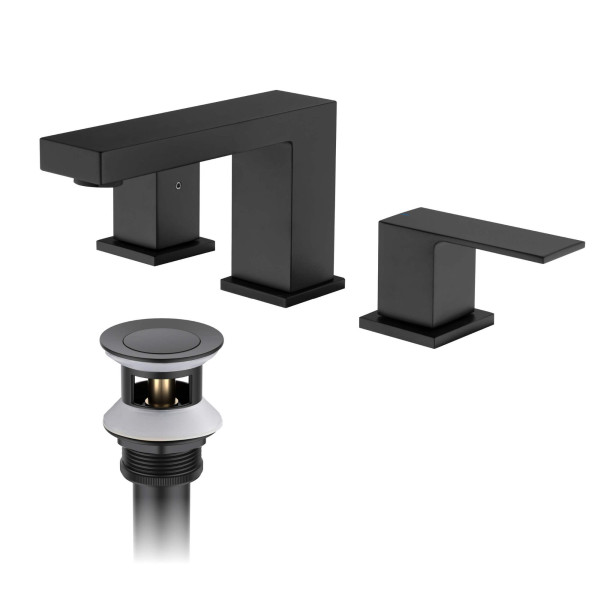 KIBI KBF1024MB Cube 8" Bathroom Sink Widespread Faucet with Drain Assembly