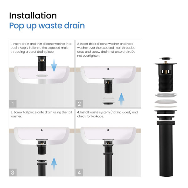 KIBI KBF1024MB Cube 8" Bathroom Sink Widespread Faucet with Drain Assembly