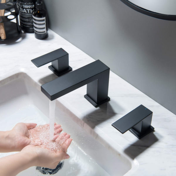KIBI KBF1024MB Cube 8" Bathroom Sink Widespread Faucet with Drain Assembly