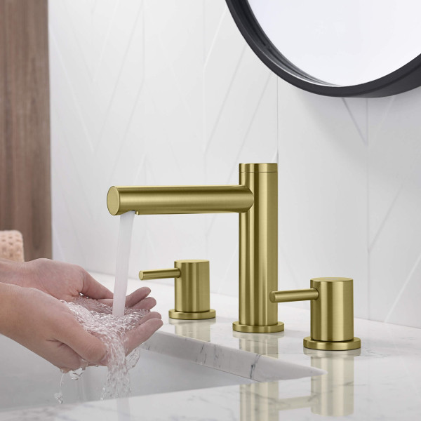 KIBI KBF1025BG Circular 8" Bathroom Sink Widespread Faucet with Drain Assembly