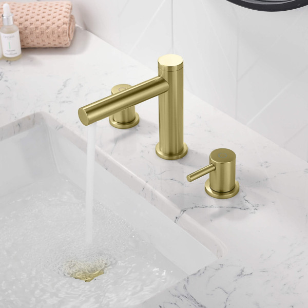 KIBI KBF1025BG Circular 8" Bathroom Sink Widespread Faucet with Drain Assembly