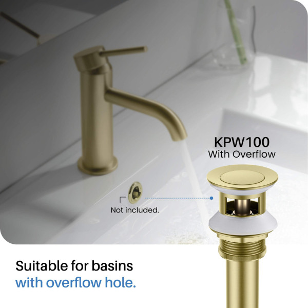KIBI KBF1025BG Circular 8" Bathroom Sink Widespread Faucet with Drain Assembly