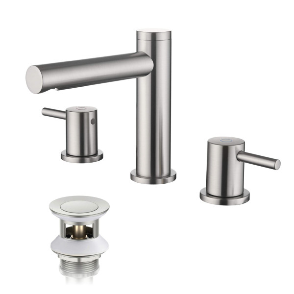 KIBI KBF1025BN Circular 8" Bathroom Sink Widespread Faucet with Drain Assembly