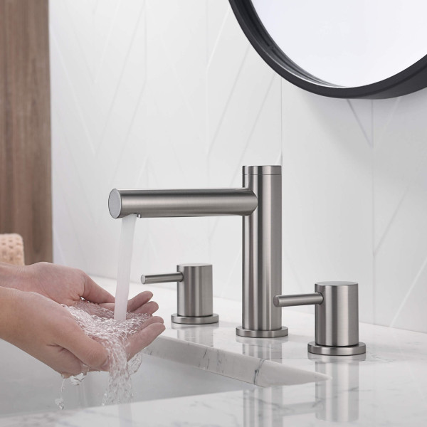 KIBI KBF1025BN Circular 8" Bathroom Sink Widespread Faucet with Drain Assembly