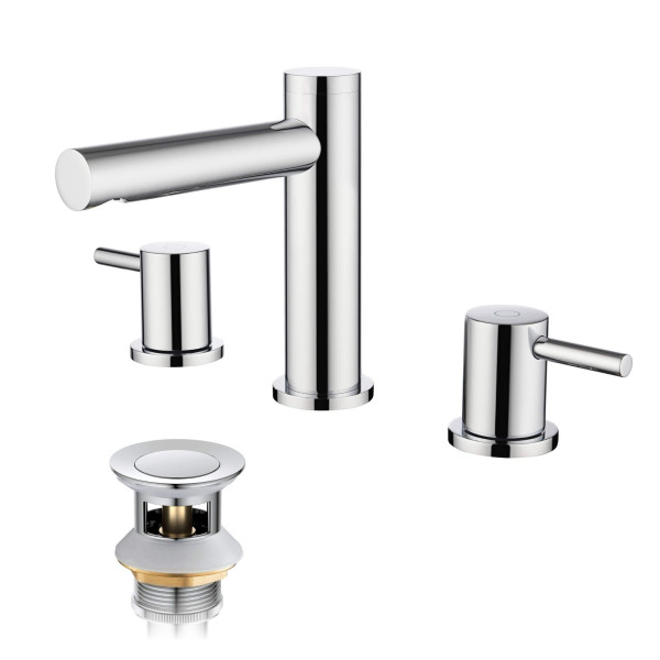 KIBI KBF1025CH Circular 8" Bathroom Sink Widespread Faucet with Drain Assembly