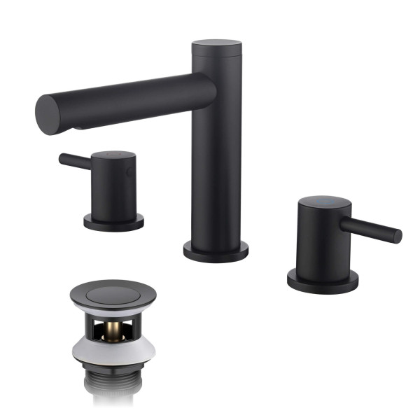 KIBI KBF1025MB Circular 8" Bathroom Sink Widespread Faucet with Drain Assembly