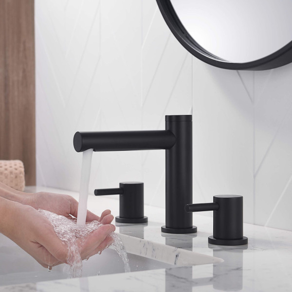 KIBI KBF1025MB Circular 8" Bathroom Sink Widespread Faucet with Drain Assembly