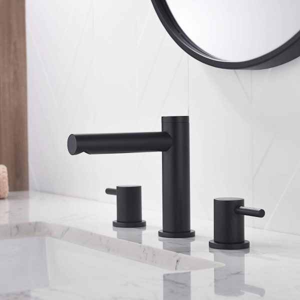 KIBI KBF1025MB Circular 8" Bathroom Sink Widespread Faucet with Drain Assembly
