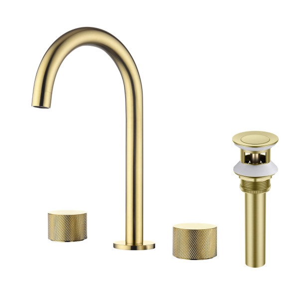 KIBI KBF1026BG Circular X 8" Bathroom Sink Widespread Faucet with Drain Assembly