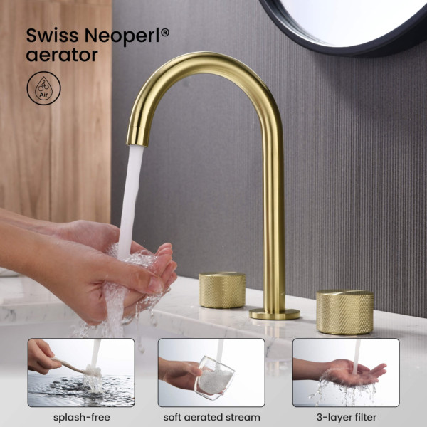 KIBI KBF1026BG Circular X 8" Bathroom Sink Widespread Faucet with Drain Assembly