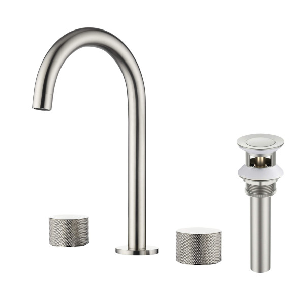 KIBI KBF1026BN Circular X 8" Bathroom Sink Widespread Faucet with Drain Assembly