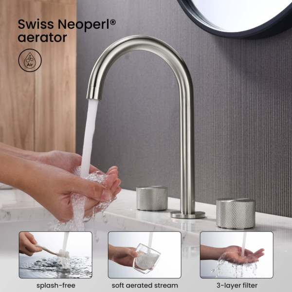 KIBI KBF1026BN Circular X 8" Bathroom Sink Widespread Faucet with Drain Assembly