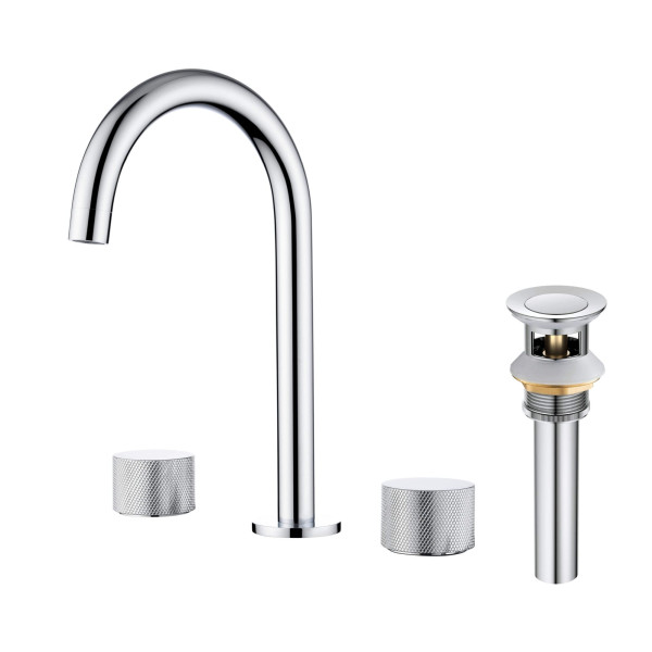 KIBI KBF1026CH Circular X 8" Bathroom Sink Widespread Faucet with Drain Assembly