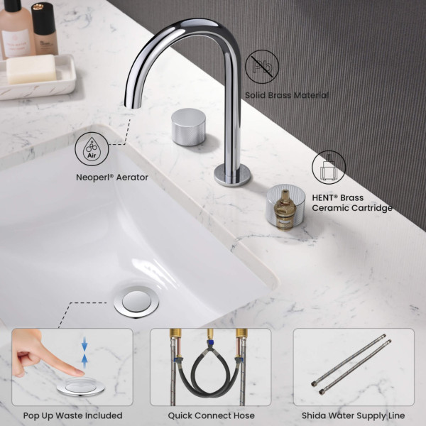 KIBI KBF1026CH Circular X 8" Bathroom Sink Widespread Faucet with Drain Assembly