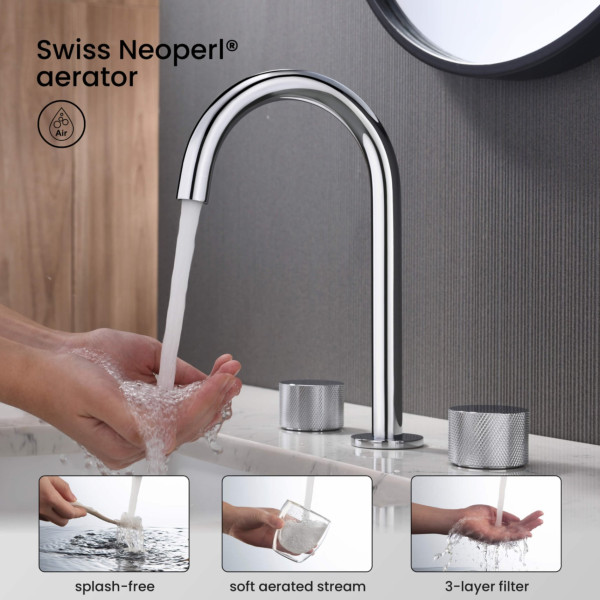 KIBI KBF1026CH Circular X 8" Bathroom Sink Widespread Faucet with Drain Assembly