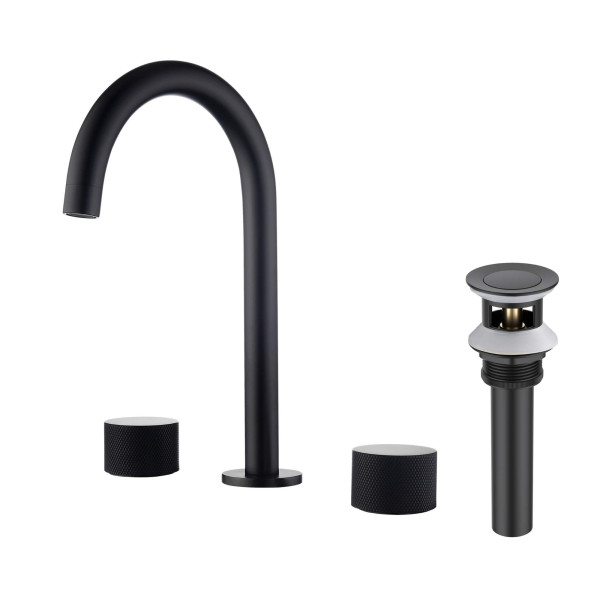 KIBI KBF1026MB Circular X 8" Bathroom Sink Widespread Faucet with Drain Assembly