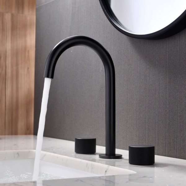 KIBI KBF1026MB Circular X 8" Bathroom Sink Widespread Faucet with Drain Assembly