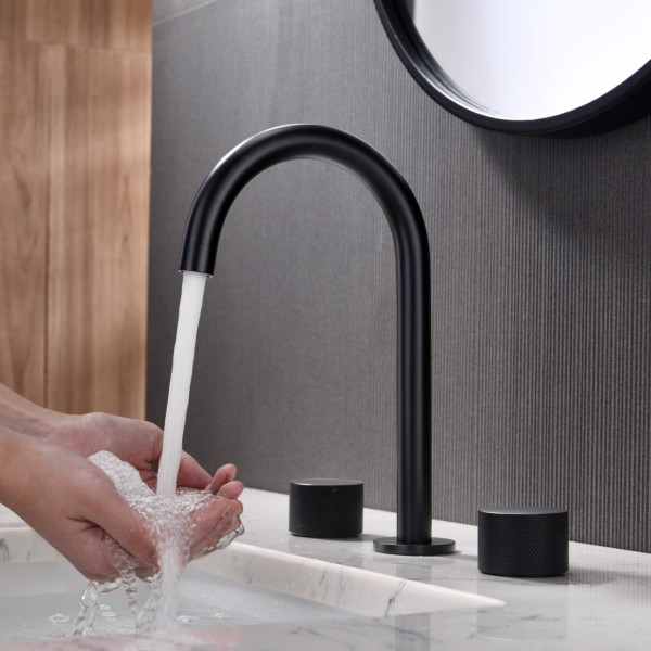KIBI KBF1026MB Circular X 8" Bathroom Sink Widespread Faucet with Drain Assembly