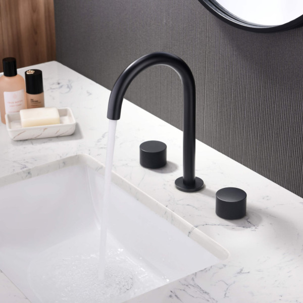 KIBI KBF1026MB Circular X 8" Bathroom Sink Widespread Faucet with Drain Assembly