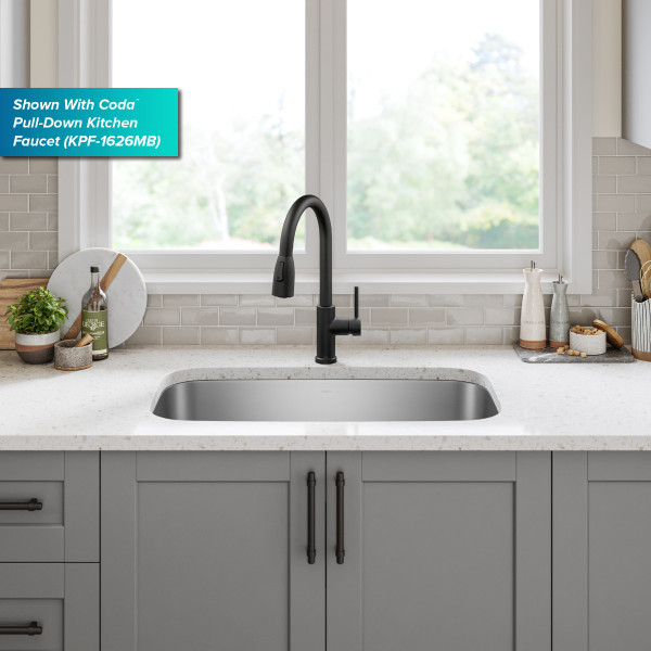 Kraus KBU14 31 1/2” Undermount Single Bowl 18-Gauge Stainless Steel Kitchen Sink