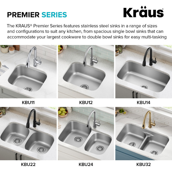 Kraus KBU14 31 1/2” Undermount Single Bowl 18-Gauge Stainless Steel Kitchen Sink
