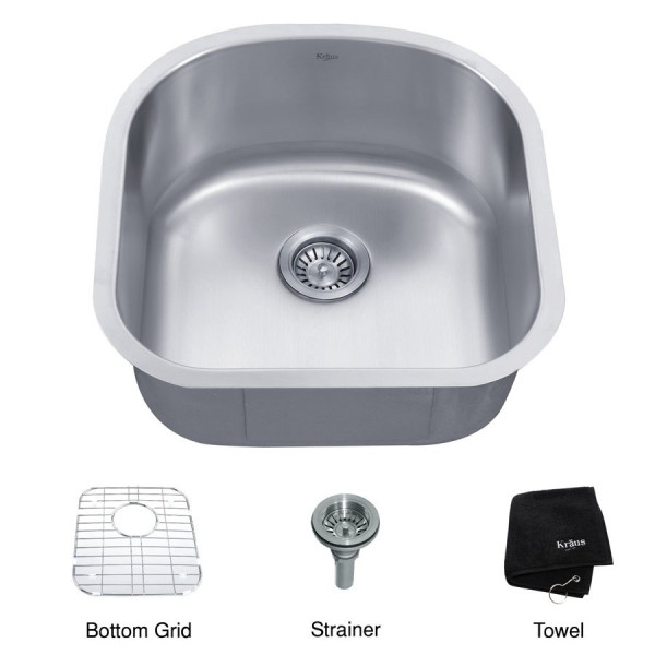 Kraus KBU15 20 inch Undermount Single Bowl Stainless Steel Kitchen Sink