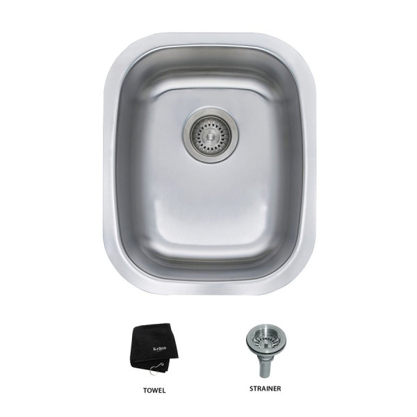 Kraus KBU16 18 inch Undermount Single Bowl Stainless Steel Kitchen Sink