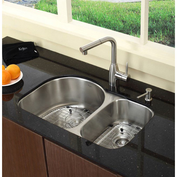 Kraus KBU21 30 inch Undermount Double Bowl Stainless Steel Kitchen Sink