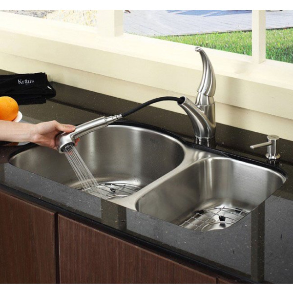 Kraus KBU21 30 inch Undermount Double Bowl Stainless Steel Kitchen Sink