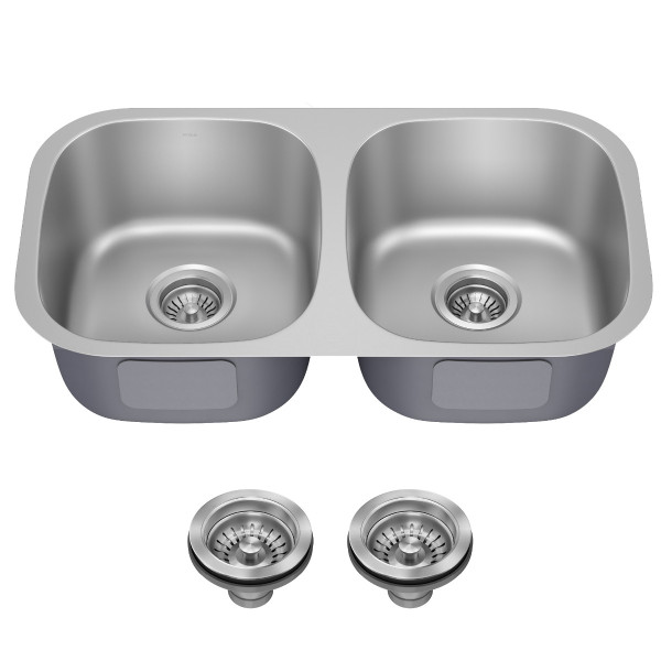 Kraus KBU22 32” Undermount Double Bowl 18-Gauge Stainless Steel Kitchen Sink