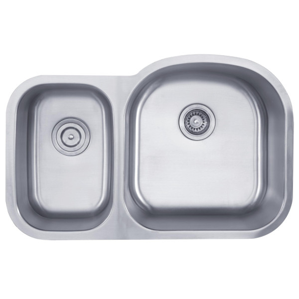 Kraus KBU-25 32'' Undermount 65/35 Double Bowl 16G Stainless Steel Kitchen Sink