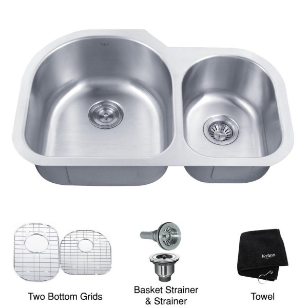 Kraus KBU26 32 inch Undermount Double Bowl Stainless Steel Kitchen Sink